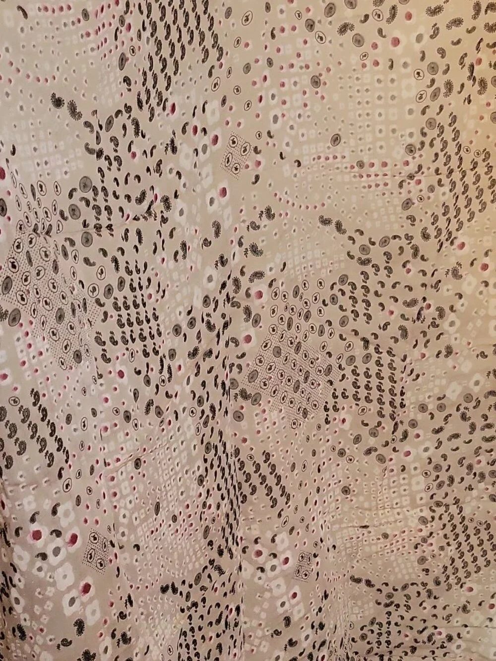 Women Chiffon Scarf Geometric Print Silk Cotton Beige Black Pink Gray Italy